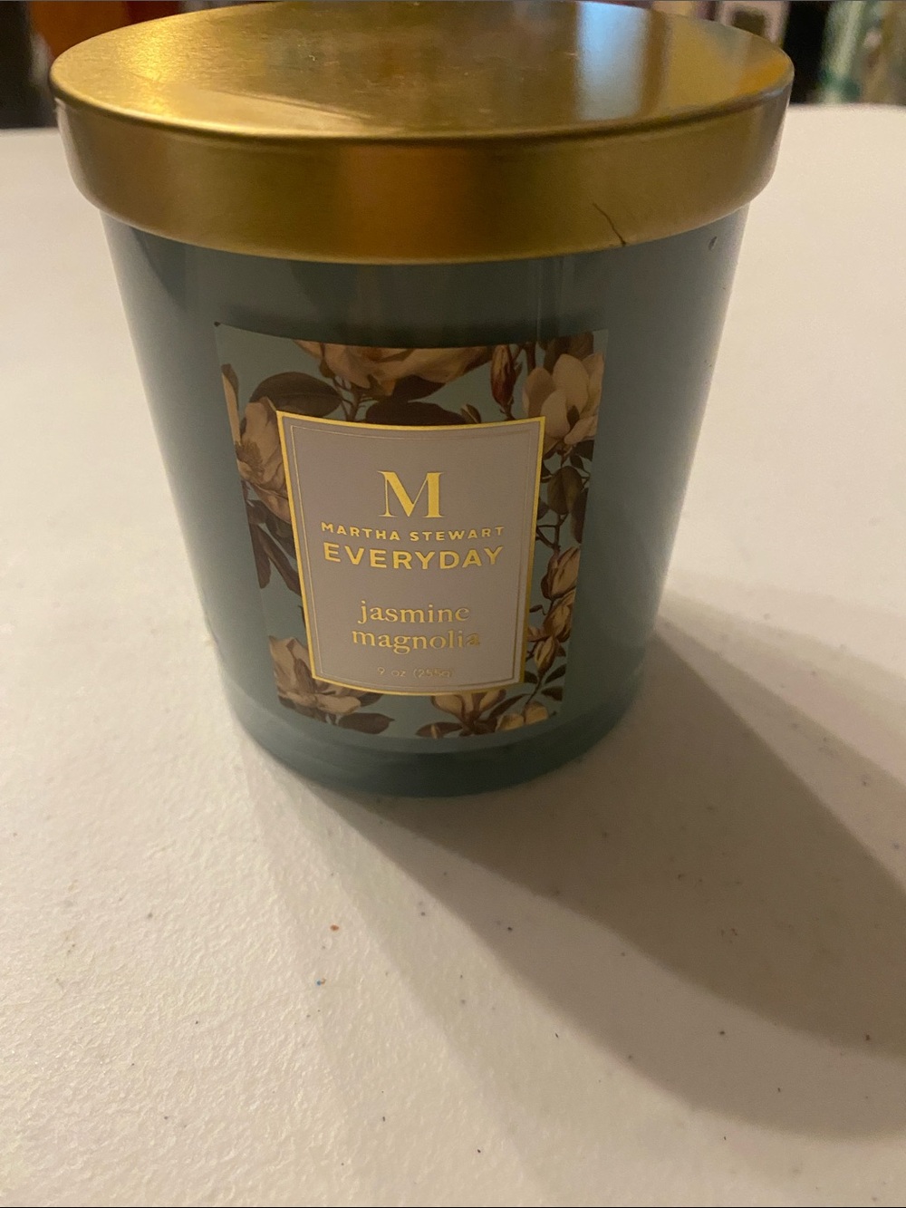 Martha Stewart Jasmine Magnolia Scented Candle in Teal and Gold